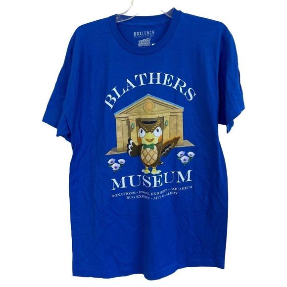 Animal Crossing Blathers Museum Owl Blue Unisex Tshirt Large NWT - Picture 1 of 3